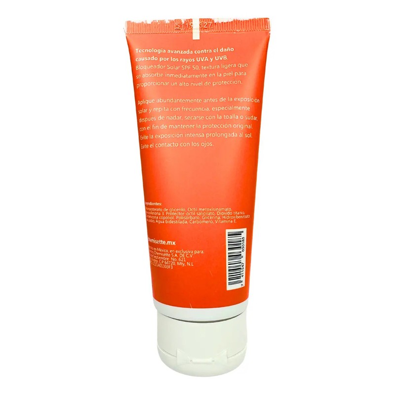 Bloqueador solar corporal FPS50 nutre la piel Chemisette