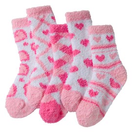Jeasona Love Heart Fuzzy Socks for Kids Valentine Socks Valentines Day Gifts for Kids Girls Daughter (US, Age, 8 Years, 12 Years, Pink)