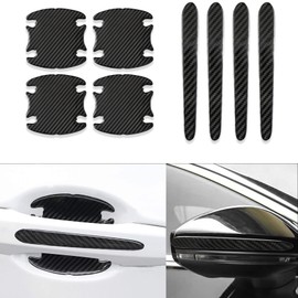 DWARFOO 8 PCS Carbon Fiber Car Door Handle Stickers Protector, Door Handle Carbon Fiber Anti-Scratches Protective Films, Car Door Handle Cup Protector Films, Universal for All Cars