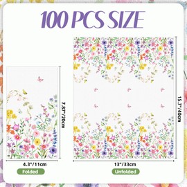 100 servilletas de papel de flores silvestres, desechables de flores, toallas de mano para invitados, servilletas de cena florales decorativas para cocina, boda, cumpleaños, baby shower, decoración de