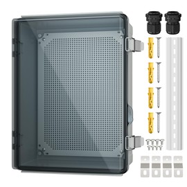 Joinfworld Electrical Box Weatherproof Plastic Junction Box 15.7x11.8x7.1" Outdoor WiFi Nema 4 Enclosure Clear Cover for Electric Connection Exterior Project