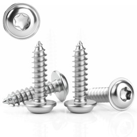 Pack of 60 Tapping Screws Stainless Steel M5 x 16 mm Rounded Head Screws Wood Flat Head Screws Wood Screws Flat Head with Washer 304 Rustproof Self-Tapping Torx A2 V2A Screws Full Thread (Silver)