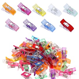 kclkda 100 Pcs Heavy Duty Sewing Clips for Fabric, Non-Slip Quilting Clip Multi-Color Sewing Clips Durable Plastic Quilting Crafting Clip for Sewings, Dressmaking Crafting, Hanging Objects