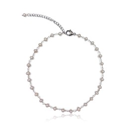 MGR MY GEMS ROCK! Beaded Semi Precious Stone Alternating Stone or Same Stone Collar or Choker Necklace for Wome, 14.50" Long with 3" Extender., Gemstone, matte-onyx