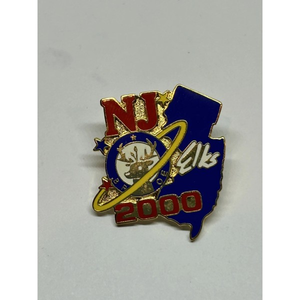 VTG NJ State Elks Lodge BPOE 2000 Gold Toned Enamel