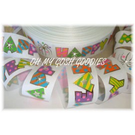 1.5 OH MY GOSH HAPPY NEW YEAR BLING SILVER FOIL GROSGRAIN RIBBON 4 HAIRBOW WHITE