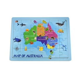 Koala Dream 2in 1 Australian MAP 24PC Jigsaw Puzzle: Wooden Jigsaw Puzzle in Tray