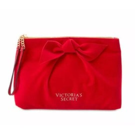 Victoria's Secret RED VELVET GLAM Make Up Bag Wristlet Clutch Cosmetic Case NWT