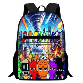 CLKDPNO BeatBox Children's Schoolbag, SprunkBeats Game Theme Satchel,Anime Game Backpack,Large Capacity MelodyMashup Schoolbag,Back to School Backpack Lightweight Shoulder Bag - 16 Inch