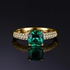 JewelryPalace Cushion Cut 1.8ct Simulated Emerald Solitaire Rings for Her,
