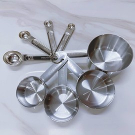 Stainless Steel Measuring Set, 8-Piece Stackable Cups and Spoons, Kitchen Tools for Dry and Liquid Ingredients