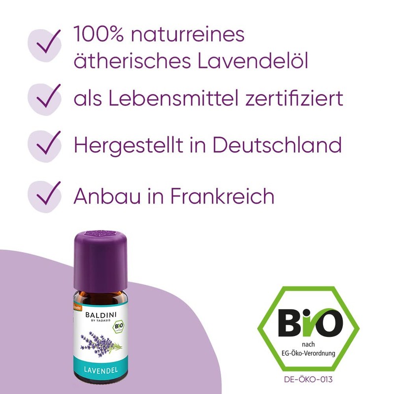 Baldini Lavender Oil BIO, 100% pure organic essential oil of
