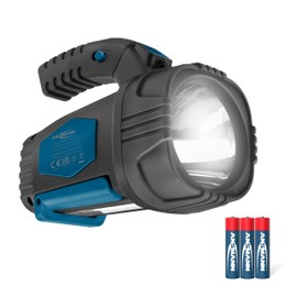 ANSMANN LED Hand Headlight Super Bright & Large Light Range 200 m, Long Light Duration 8 Hours, Base, Pistol Grip, Hand Light Ideal for Camping, Work, Workshop, Car, Hunting, Fishing, Hiking