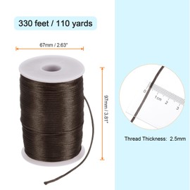 sourcing map Satin Nylon Cord String 2.5mm 330 Feet Silky Smooth Bracelets String for Macrame Kumihimo Chinese Knot Necklaces Beading Jewelry Making, Brown