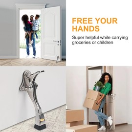 ENYZTBI 12 Packs Heavy Duty Kickdown Door Stopper, One Touch Adjustable Kickdown Door Stop for Heavy Doors, 4 in Metal Door Kickstand with Rubber Tip & Wall Protectors for Wide Doors