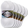 5 x Alize 100 g Burcum Klasik Wool (White 55)