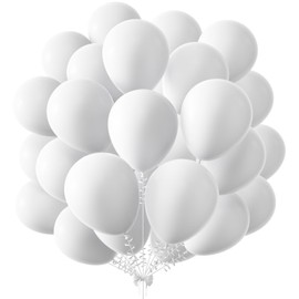KALOR 12 Inch White Balloons, 50 Pcs Latex Helium Balloons for Kid's Birthday Party, Baby Shower, Wedding, Graduate Party Decorations