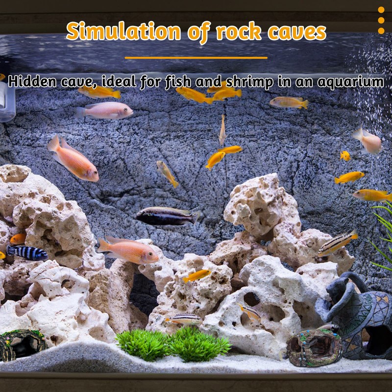 2 PCS Broken Barrel Aquarium Decorations, Caves Hide Hut Fish