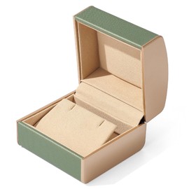Oirlv Green PU Leather Microfibre Interior Earring Box Storage Box Birthday Gift Box for Valentine's Day Anniversary Shopping Mall Counter Jewellery Display