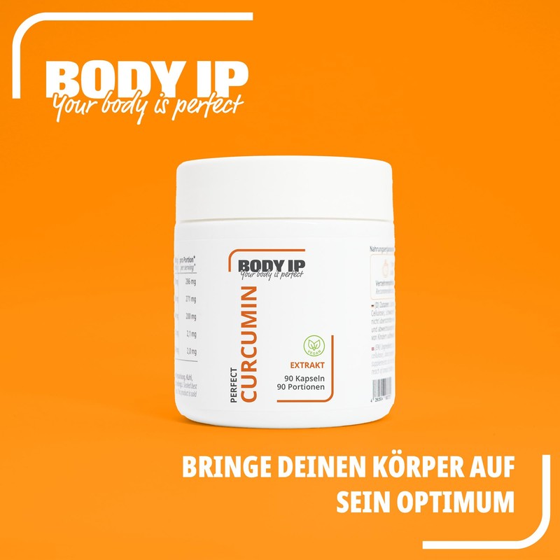 BODY IP Perfect Curcumin + Piperine, Turmeric Capsules with Curcuma
