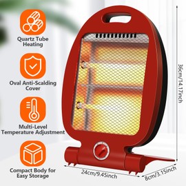 Rossesay 3 Pcs Small space heater for Indoor 600w/300w Goldfish Shaped Electric Space Heater with Tip over Protection for Room, Office, Desk, Tabletop, Patio, White Grey Red
