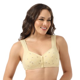 Wonholy Daisy Bras for Women, Front Snap Closure Padded Bra for Older Senior Women, Comfortable and Convenient, No Underwire Beige, 38