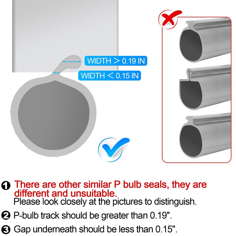 16.5 FT Garage Door Bottom Seal Rubber 0.19" P Bulb