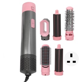 5 in 1 Multifunction Hair Dryer Brush 3 Gears Electric Hair Curler Straightener Brush Pink UK Plug 220V