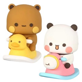 HQRKOTM Bubu Dudu Swing Statuette, Bubu Dudu Gadgets Cartoon Panda Statue, Decoration for Car, Office, Desk, Children's Room, Pack of 2