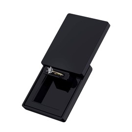MONOLIX Slim Ring Box, Thin Unique Sliding Lid, for Surprise Engagement Proposal (Black-MAXI)