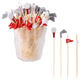 200pcs Golf Cocktail Picks, 4 Styles Durable Golf Club Decorative Toothpicks Practical Skewers Sport Party Decoration Supplies for Drinks Cupcakes Toppers Desserts Fruits