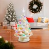 Kurt Adler 14" Battery Operated LED Lighted Ceramic White Tree
