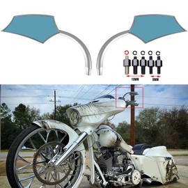 JMTBNO Universal 8MM 10MM Motorcycle Mirrors Rear View Compatible with Harley Breakout Street Glide Road King Spostster Softail (Silver with screw for harley)