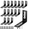 Pack of 16 Angle Connectors, Black, Metal Angle 90 Degrees,