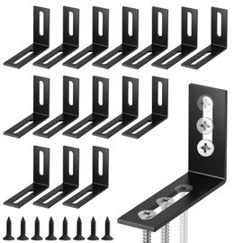 Pack of 16 Angle Connectors, Black, Metal Angle 90 Degrees, 40 x 60 mm, Stainless Steel Angle Adjustable Mounting Brackets, with 34 Screws, Shelf Angle for Table, Chair, Bookcase, Cabinets