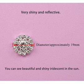 Hahiyo Crystal Rhinestone Flower Buttons Clear Glass 19mm Flatback Bling Reflective Sparkly Big Enough Hole Thread Clean Remove for DIY Jewelry Sew Clothes Wedding Dress Bouquet 10 PCS Metal Silver