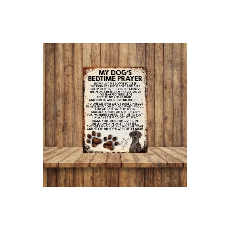MY DOG'S BEDTIME PRAYER RETRO STYLE METAL TIN SIGN/PLAQUE (BLACK
