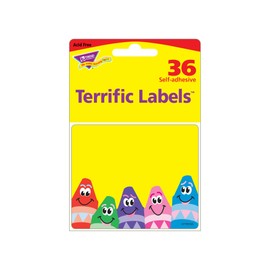36 x Colourful Crayons Large Stickers for Badges and Labels