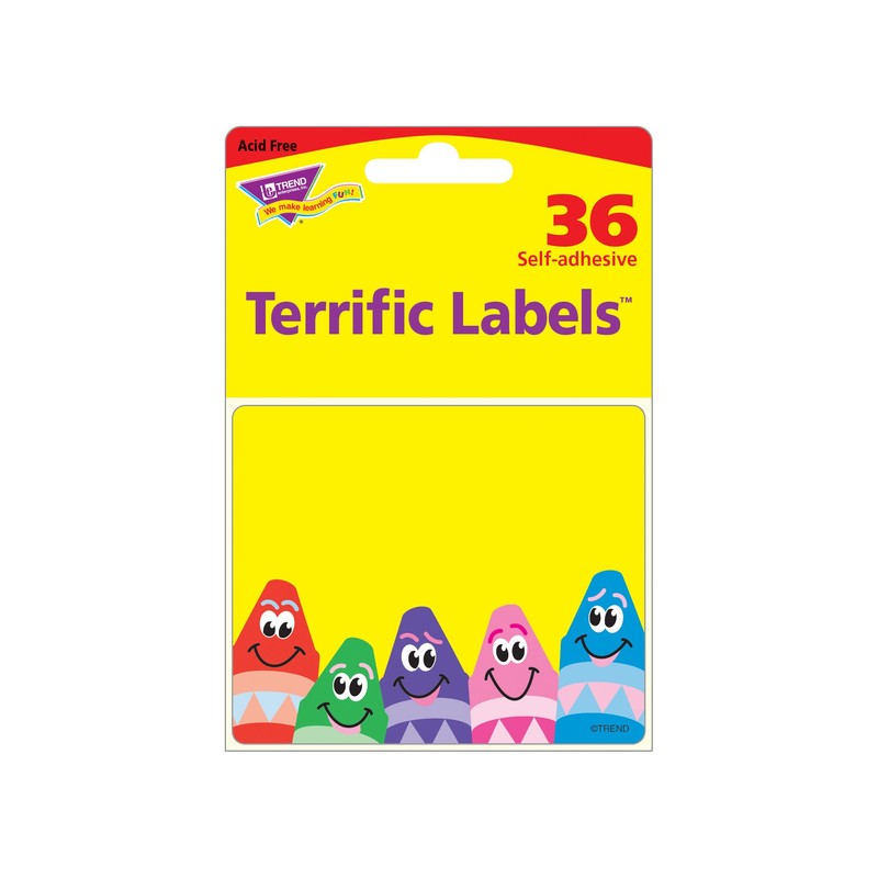 36 x Colourful Crayons Large Stickers for Badges and Labels