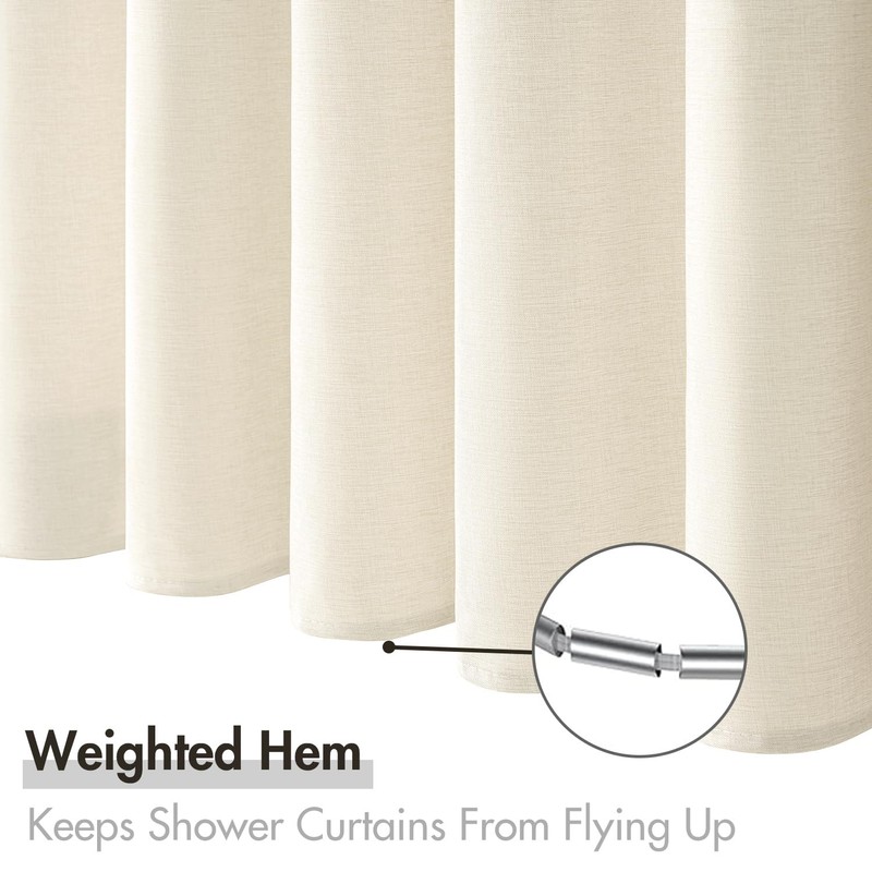MIULEE Extra Long Linen Shower Curtain 84 Inch Long with