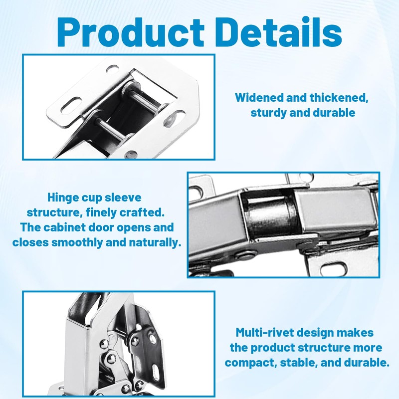 12-Piece No-Drill Slot Ball Bearing Door Hinges Set with 48