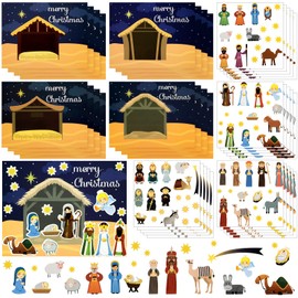 36 Sheets Christmas Nativity Stickers Make a Nativity Scene Sticker Funny Jesus Stickers Build Your Own Christmas Crafts for Kids Religious Bible Scene Party Favor Supplies School Game Gifts