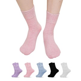 ZFSOCK Damen Socken Baumwolle Crew: Atmungsaktiv Baumwollsocken mit Komfortbund und Nahtlosen Zehen - Ideal für Mädchen im Büro Schule und Freizeit, Pastellfarben 5 Paar, 39-42