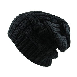 RW Unisex Knitted Warm Slouchy Beanie (Black)