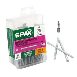 SPAX #8 x 2-1/2" Exterior/Interior Trim Head Wood Composite Screws White Powertrim Torx T-Star Plus (100 EA) Bit Included Double Threaded Rust Resistant