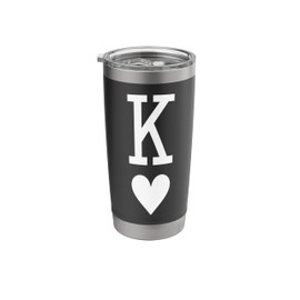 King of Hearts Queen of Hearts Couples Matching Men Letter K Stainless Steel Insulated Tumbler