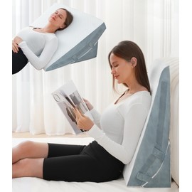 FSCGIFE 7.5 Inch Bed Wedge Pillow for Sleeping Adjustable Memory Foam Triangle Wedge Pillow for After Surgery, Legs and Back Support Pillow, Relieve Acid Reflux, Gerd, Snoring