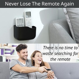 LINFIDITE TV Remote Holder Wall Mount Remote Control Holder for Bed Universal Bedside Wall Remote Holder Caddy Organizer Hole-Free Remote Control Holder (For 2 Or 3 Remote Controls–Black–Quantity1