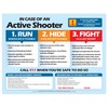 Active Shooter (Run, Hide, Fight) Poster - School and Workplace