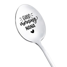 Mothers Day Birthday Gift for Grandma Nana Good Morning Nana Spoons for Grandmother Granny Coffee Tea Lover Gifts for Nana Grandma Coffee Tea Gifts for Grandmama Grandmom Spoon